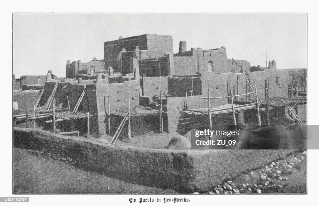 Taos Pueblo in New Mexico, USA, Rasterdruck, erschienen 1899