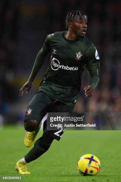 Mohammed Salisu of Southampton during the Premier League match between Fulham FC and Southampton FC at Craven Cottage on December 31, 2022 in London,...