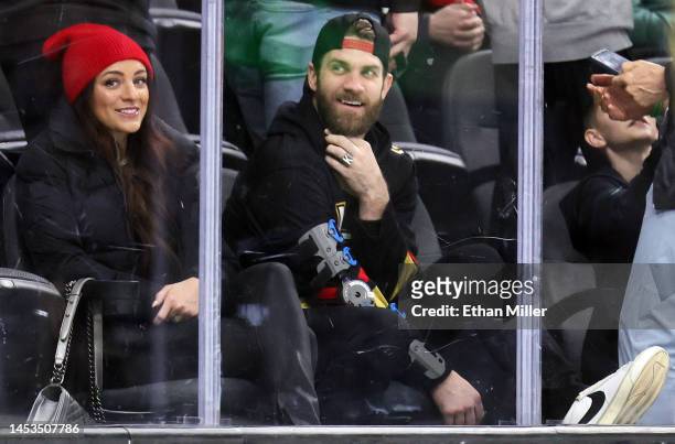 Kayla Harper , and her husband, Philadelphia Phillies outfielder Bryce Harper, attend a game between the Nashville Predators and the Vegas Golden...