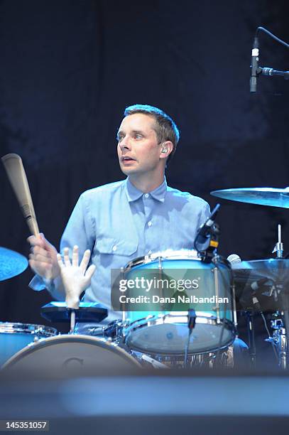 Drummer Joules Scott-Key of The Shins performs at Sasquatch Festival at The Gorge Amphitheater on May 26, 2012 in George, Washington.