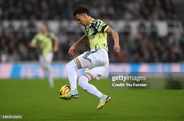 Leeds player Rodrigo in action during the Premier League match between Newcastle United and Leeds United at St. James Park on December 31, 2022 in...