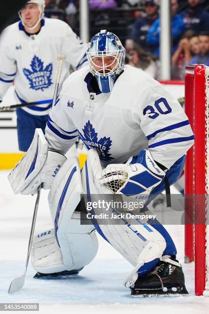 Matt Murray of the Toronto Maple Leafs tends goal against the Colorado Avalanche during the second period at Ball Arena on December 31, 2022 in...