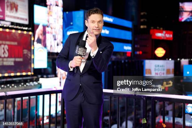 Ryan Seacrest speaks onstage during Dick Clark's New Year's Rockin' Eve With Ryan Seacrest 2023 on December 31, 2022 in New York City.