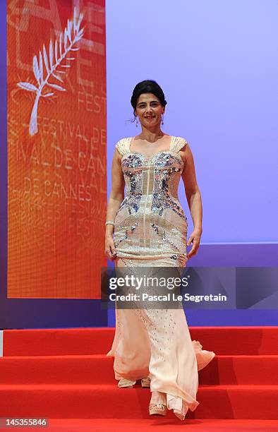 Jury member Hiam Abbass onstage at the Closing Ceremony during the 65th Annual Cannes Film Festival on May 27, 2012 in Cannes, France.