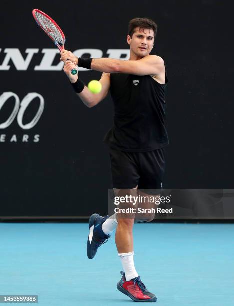 Marcos Giron of the USA competes against Richard Gasquet of France during day one of the 2023 Adelaide International at Memorial Drive on January 01,...