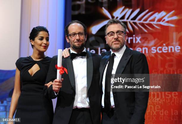 Carlos Reygadas receives the Award for Best Director for "Post Tenebras Lux" with Un Certain Regard Jury member Leïla Bekhti and Un Certain Regard...