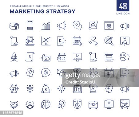 Marketing Strategie Line Icon Set Marketing Strategie Line Icon Set