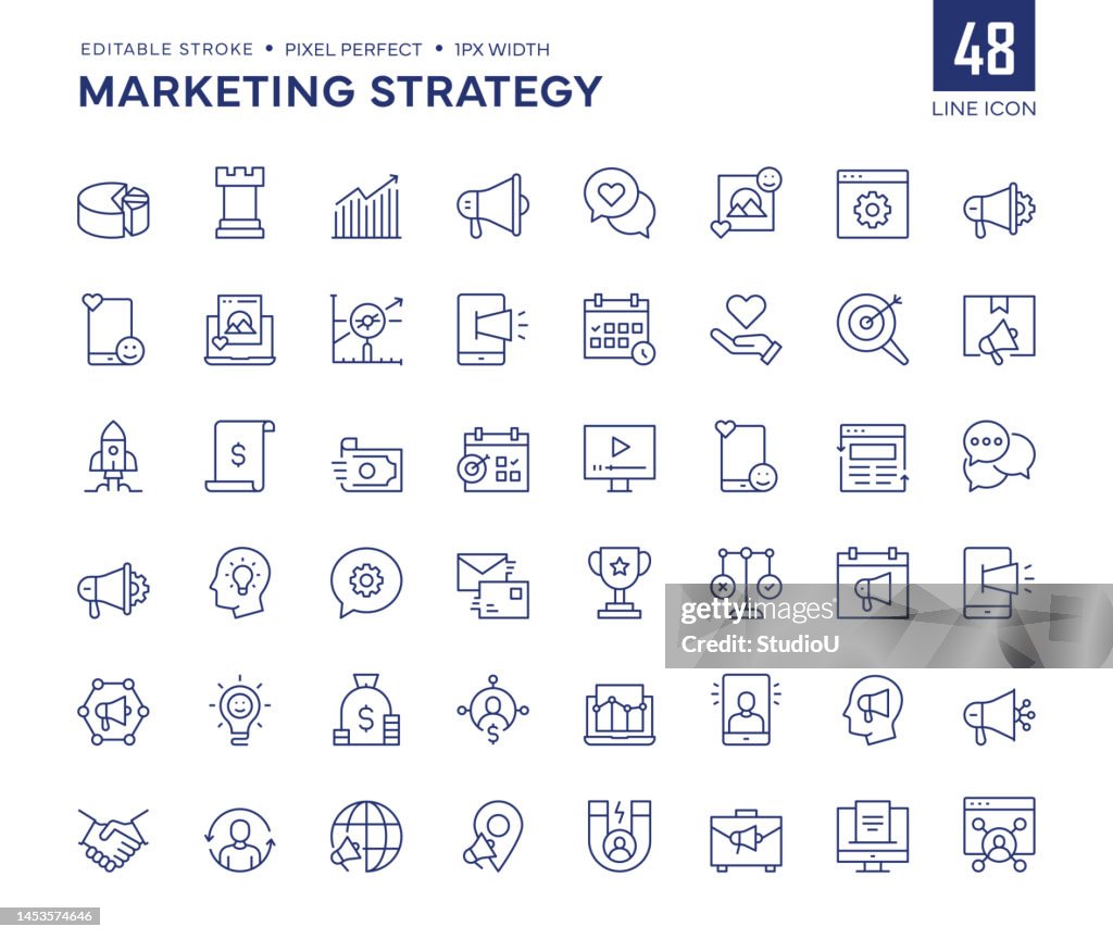 Marketing Strategy Line Icon Set