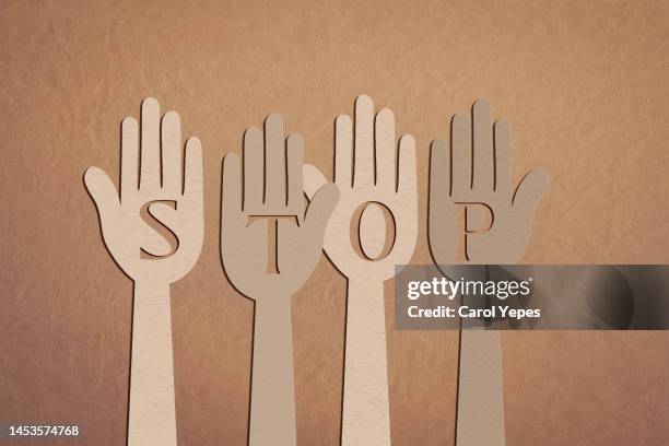 stop gesture. - stupro foto e immagini stock