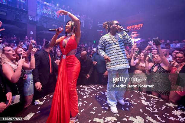 Cardi B And Offset Celebrate New Year's Eve 2023 at E11EVEN on December 31, 2022 in Miami, Florida.