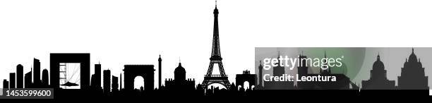 paris skyline silhouette (alle gebäude sind vollständig und beweglich) - architectural dome stock-grafiken, -clipart, -cartoons und -symbole