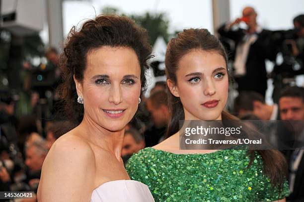 Actress Andie MacDowell and daughter Sarah Margaret Qualley attend the Closing Ceremony and "Therese Desqueyroux" premiere during the 65th Annual...