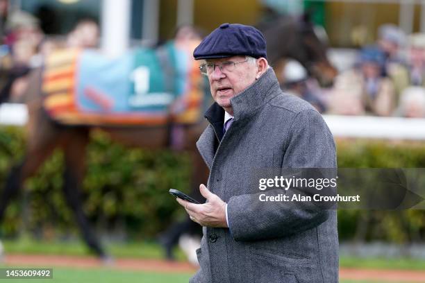 Sir Alex Ferguson in the parade ring at Cheltenham Racecourse on January 01, 2023 in Cheltenham, England.