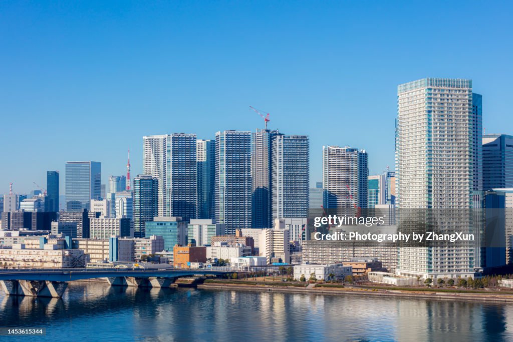 Tokyo aerial view with Mt.Fuji, at daytime Japan.