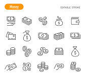 Money Icons - Line Series - Editable Stroke