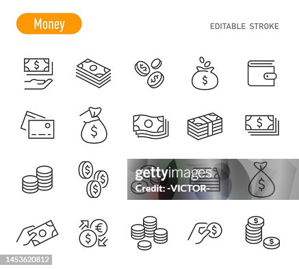 Money Icons - Line Series - Editable Stroke Money Icons - Line Series - Editable Stroke