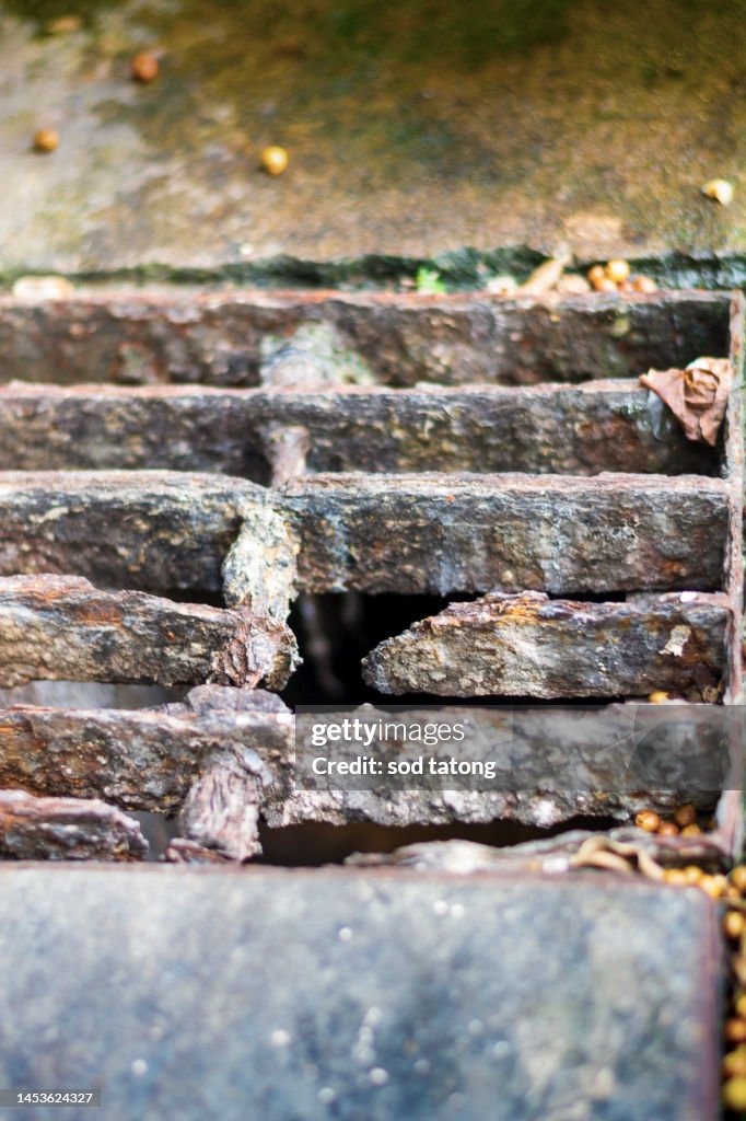Rusted sewer manhole cover