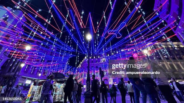 christmas in madrid, spain - luzes de natal imagens e fotografias de stock