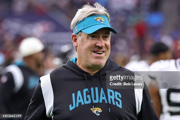 Head coach Doug Pederson of the Jacksonville Jaguars celebrates after the game against the Houston Texans at NRG Stadium on January 01, 2023 in...