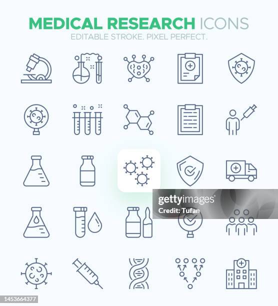 illustrations, cliparts, dessins animés et icônes de icônes de la recherche médicale - sciences de la santé, essais cliniques et symboles de recherche biomédicale - laboratoire