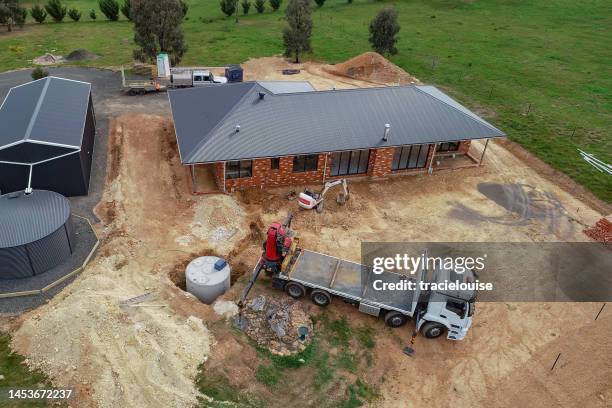 residential house being built - septic tank stock pictures, royalty-free photos & images