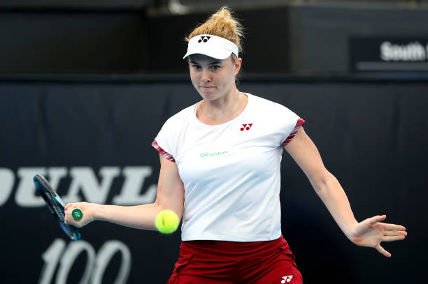 Linda Noskova of Czechoslovakia competes against Daria Kasatkina during day two of the 2023 Adelaide International at Memorial Drive on January 02,...