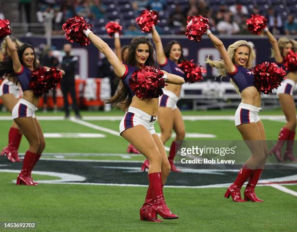 Houston Texans Cheerleaders perform as the Jacksonville Jaguars play the Houston Texans at NRG Stadium on January 01, 2023 in Houston, Texas.