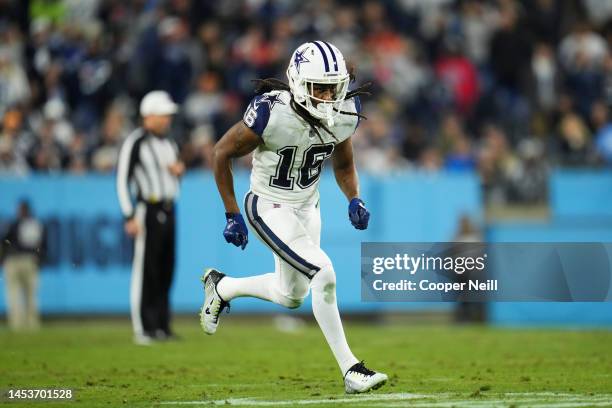 Hilton of the Dallas Cowboys plays the field against the Tennessee Titans at Nissan Stadium on December 29, 2022 in Nashville, Tennessee.