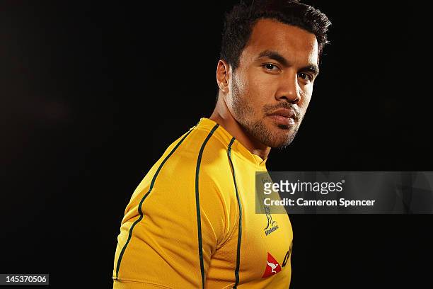 Digby Ioane of the Wallabies poses during an Australian Wallabies portrait session at Crowne Plaza, Coogee on May 27, 2012 in Sydney, Australia.