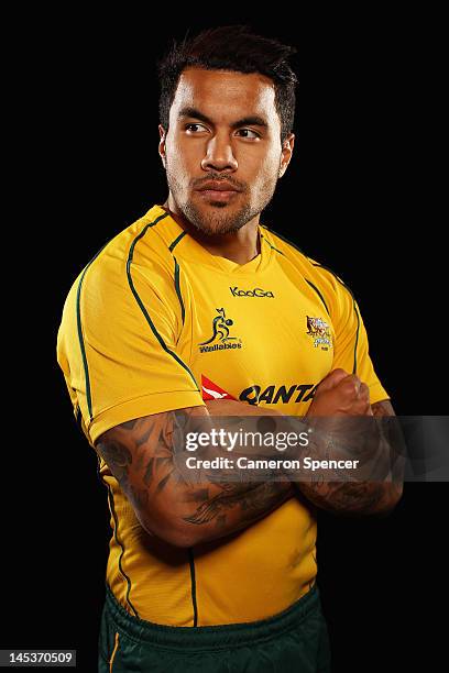 Digby Ioane of the Wallabies poses during an Australian Wallabies portrait session at Crowne Plaza, Coogee on May 27, 2012 in Sydney, Australia.