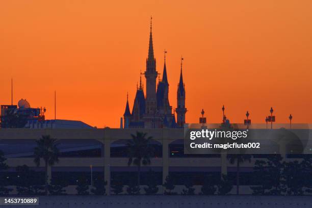 first sunrise of year - cinderella castle stock pictures, royalty-free photos & images