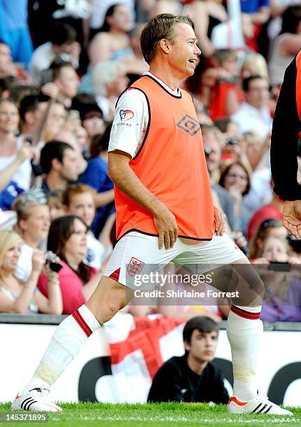 Graeme Le Saux plays in the charity football event Soccer Aid 2012 to raise funds for UNICEF on May 27, 2012 in Manchester, United Kingdom.