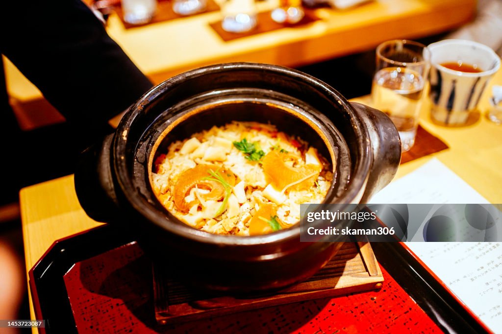 Beautiful and looking yummy close up Japanese food traditional kaiseki on the table