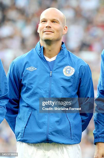 Freddie Ljunberg plays in charity football event Soccer Aid 2012 to raise funds for UNICEF on May 27, 2012 in Manchester, United Kingdom.