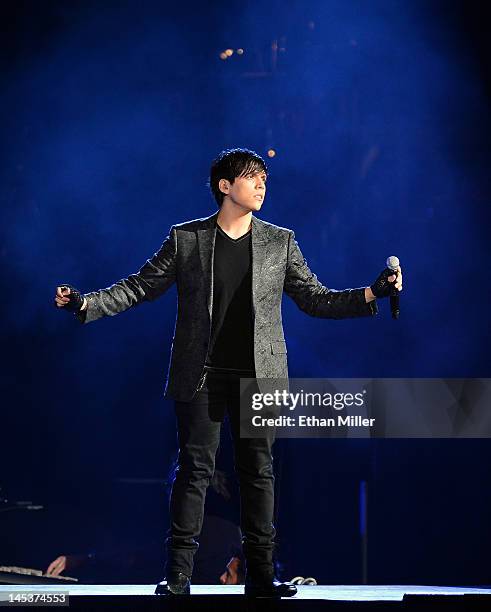 Singer Paolo Ramirez performs during the Q'Viva! The Chosen Live show at the Mandalay Bay Events Center on May 26, 2012 in Las Vegas, Nevada.