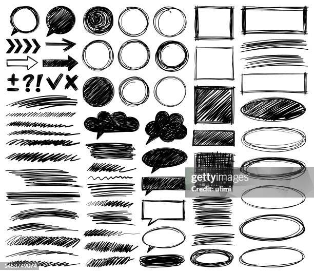 hand drawn design elements - pencil drawing stock illustrations