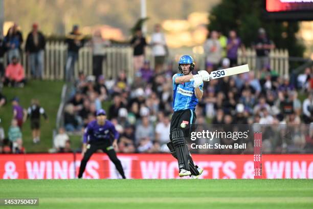 During the Men's Big Bash League match between the Hobart Hurricanes and the Adelaide Strikers at Blundstone Arena, on January 02 in Hobart,...