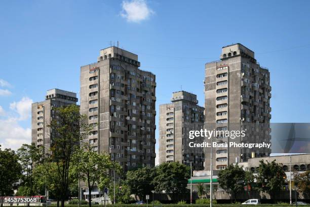 public housing towers in wroclaw, poland - poland stock pictures, royalty-free photos & images