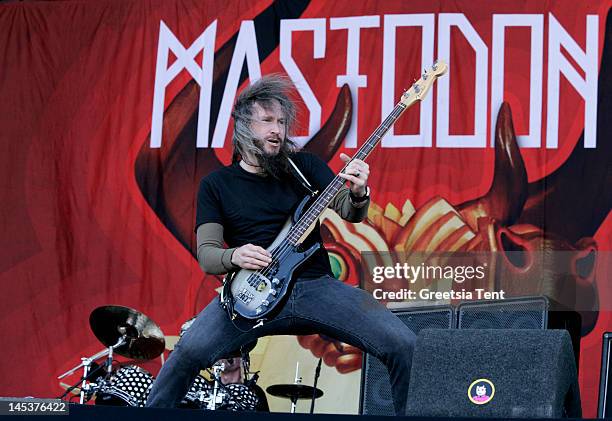 Troy Sanders of Mastodon performs live on day two of Pinkpop Festival at Megaland on May 27, 2012 in Landgraaf, Netherlands.