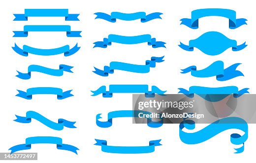 Blue Button Ribbon Set Of Blue Ribbons High-Res Vector Graphic - Getty Images