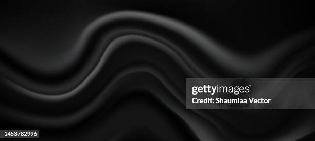 abstract blurred black gradient fluid vector background design wallpaper template with dynamic color, waves, and blend. futuristic modern backdrop design for business, presentation, ads, banner - black silk texture stock illustrations