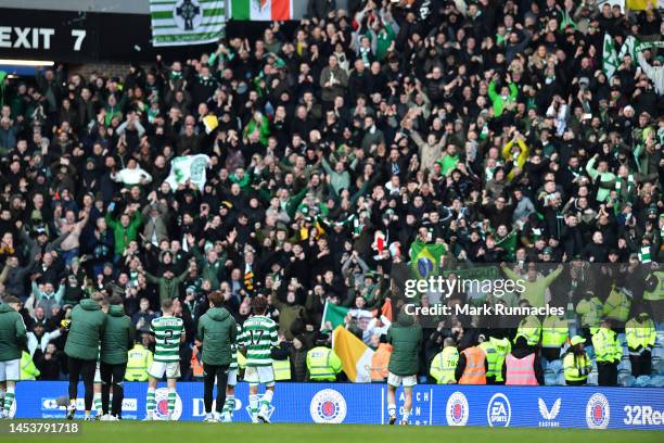 Players of Celtic thank the fans after the Cinch Scottish Premiership match between Rangers FC and Celtic FC at on January 02, 2023 in Glasgow,...