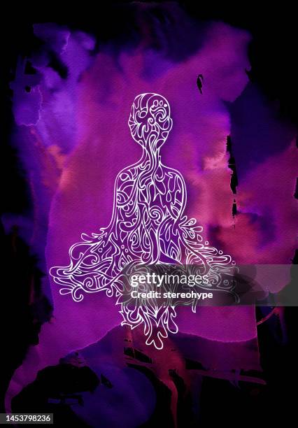 dark transforming - yoga instructor stock illustrations