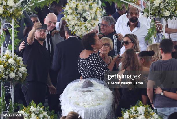 President Gianni Infantino stands for a photo during football legend Pele's funeral in Urbano Caldeira Stadium on January 02, 2023 in Santos, Brazil....