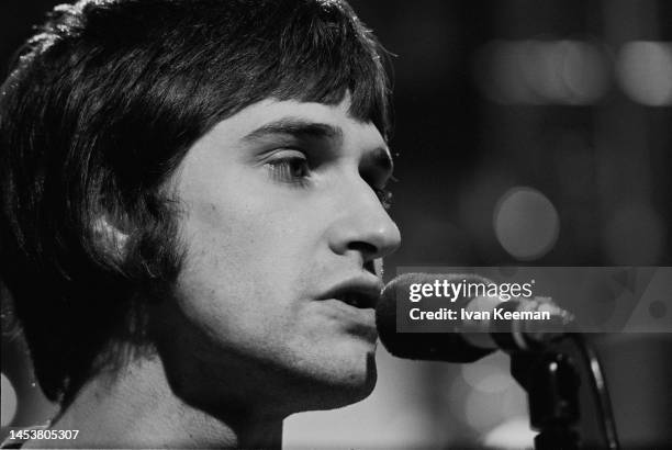 English singer Ray Davies of rock group The Kinks performs the song 'Sunny Afternoon' on the set of the Associated Rediffusion Television pop music...