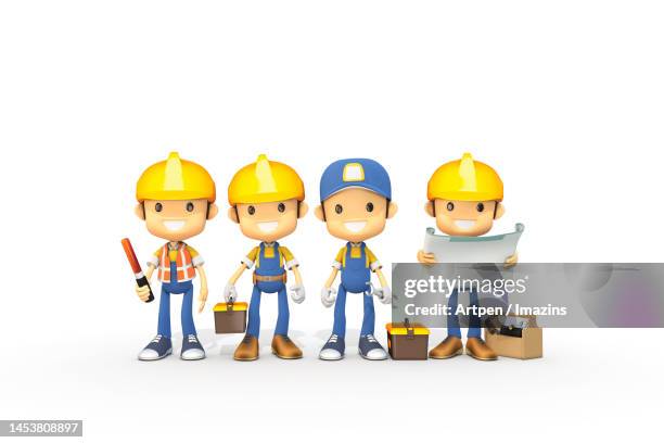 3d, cg, cartoon, character, people, illustration - professionals talking outside stock illustrations