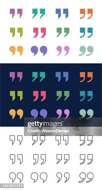 quote mark icon set for conversation or definition. - speech marks stock illustrations