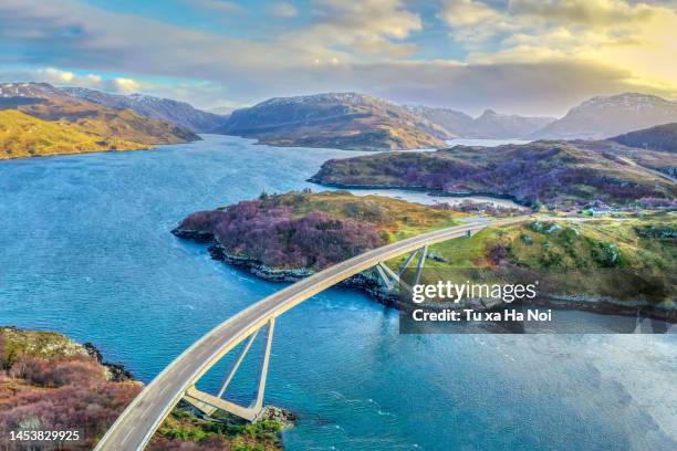 kylesku bridge - north coast 500 stock pictures, royalty-free photos & images