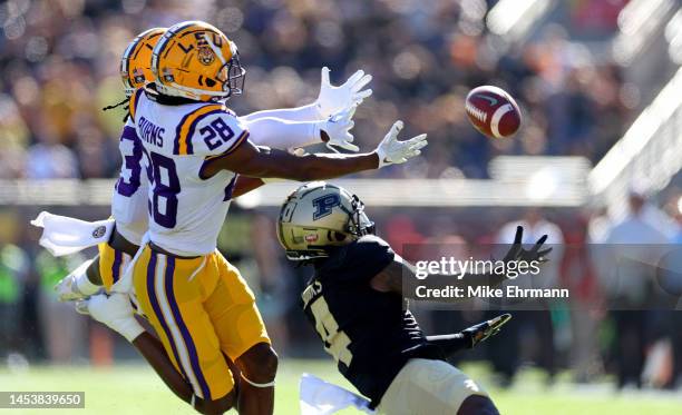 Deion Burks of the Purdue Boilermakers misses a pass during the Cheez-It Citrus Bowl against the LSU Tigers at Camping World Stadium on January 02,...