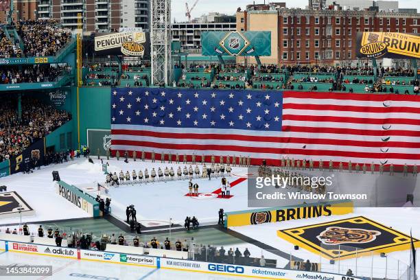 General view prior to the start of the game between the Pittsburgh Penguins and Boston Bruins in the 2023 Discover NHL Winter Classic at Fenway Park...